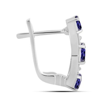 BUY NATURAL TANZANITE GEMSTONE EARRING IN 925 SILVER 